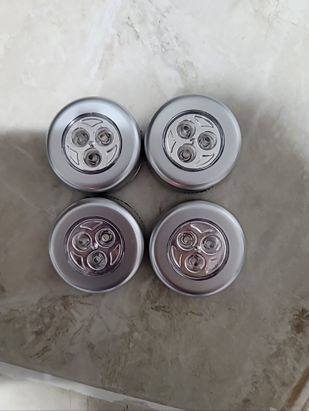 Set of 6 Silver LED Push Lights